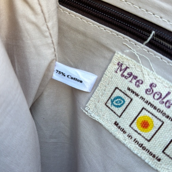 Mare Sole Amore Large Boho Embroidered / Beaded Canvas Leather Shoulder Bag - Picture 10 of 13